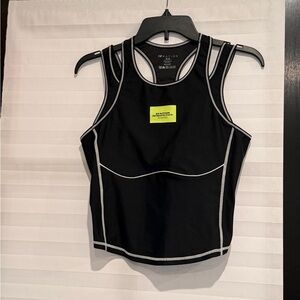 Black and White Women's Athletic Tank Top